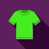 flat design green shirt on purple background representing our las vegas DTG shirt printing service